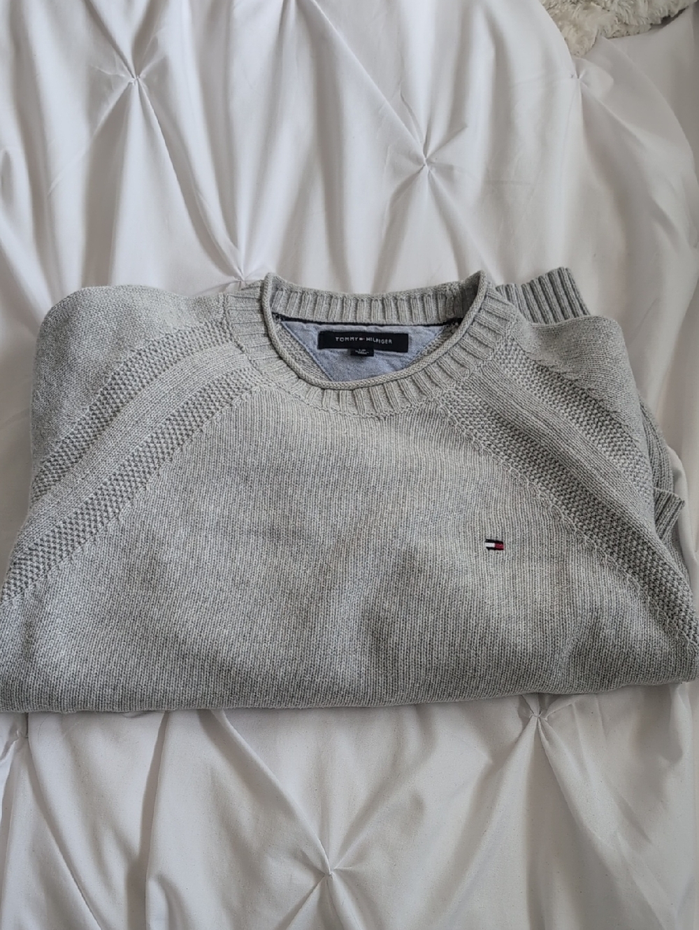 Tommy Hilfiger Light Gray Crewneck Knit Sweater